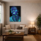 cuadro canvas expresión artística humana eco azul estilo contemporáneo
