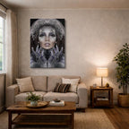 cuadro canvas expresión artística humana luna de plata estilo contemporáneo