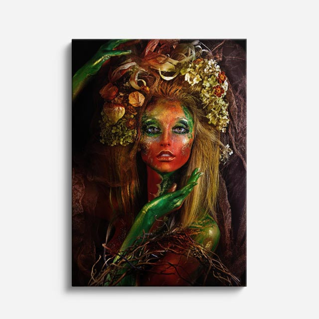 cuadro canvas expresión artística humana reina del bosque estilo contemporáneo