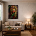 cuadro canvas expresión artística humana reina del bosque estilo contemporáneo