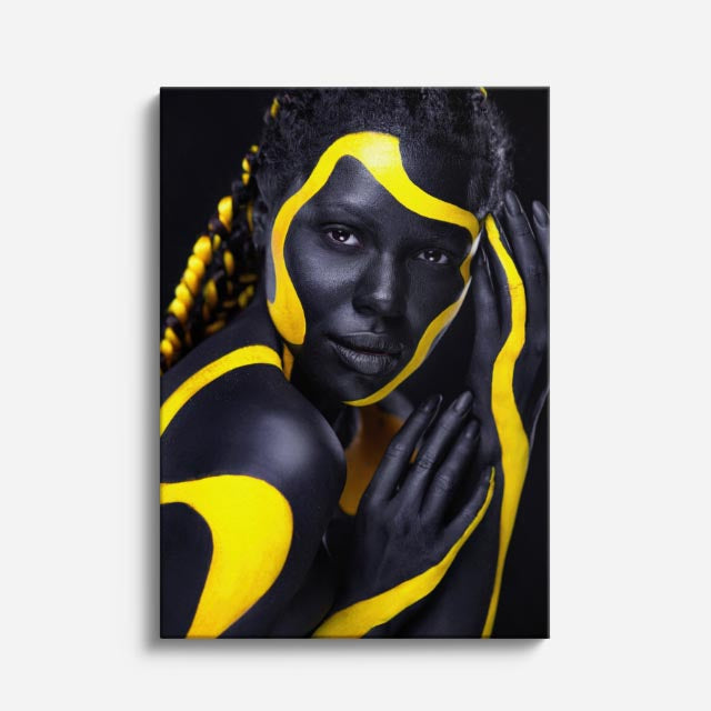 cuadro canvas expresión artística humana trazo amarillo estilo contemporáneo