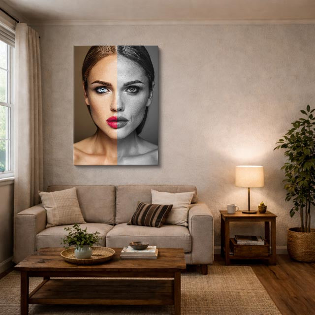 cuadro canvas expresión artística humana mitad pasion estilo contemporáneo