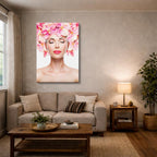 cuadro canvas expresión artística humana petalo rosado estilo contemporáneo