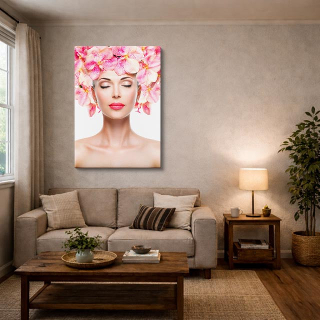 cuadro canvas expresión artística humana petalo rosado estilo contemporáneo