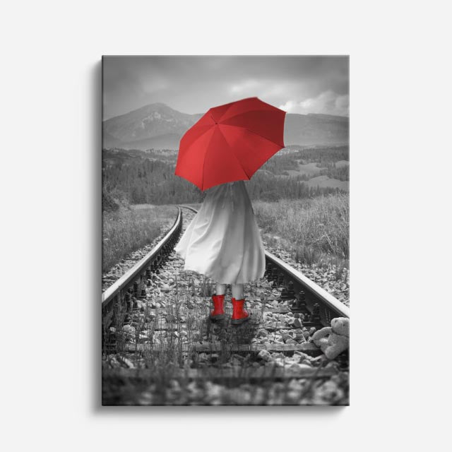 cuadro canvas expresión artística humana camino carmesi estilo contemporáneo