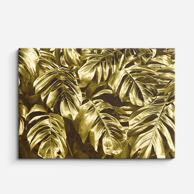 cuadro canvas floral y botánico selva dorada estilo contemporáneo