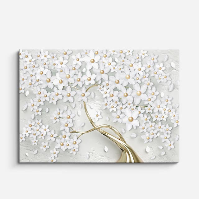 cuadro canvas floral y botánico blanco sereno estilo contemporáneo
