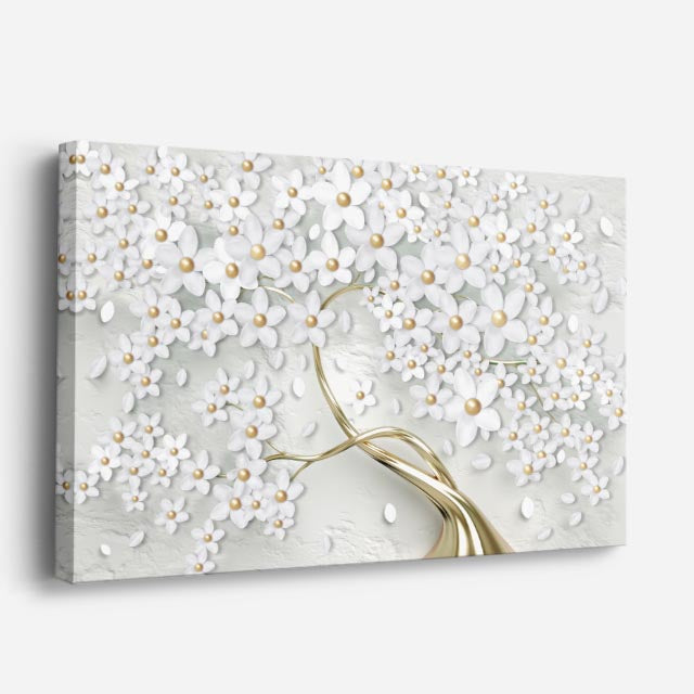cuadro canvas floral y botánico blanco sereno estilo contemporáneo