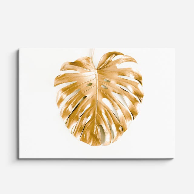 cuadro canvas floral y botánico hoja de oro estilo contemporáneo