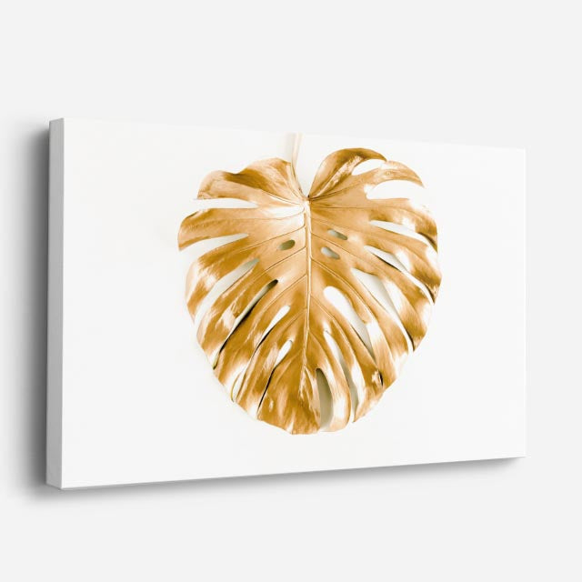 cuadro canvas floral y botánico hoja de oro estilo contemporáneo