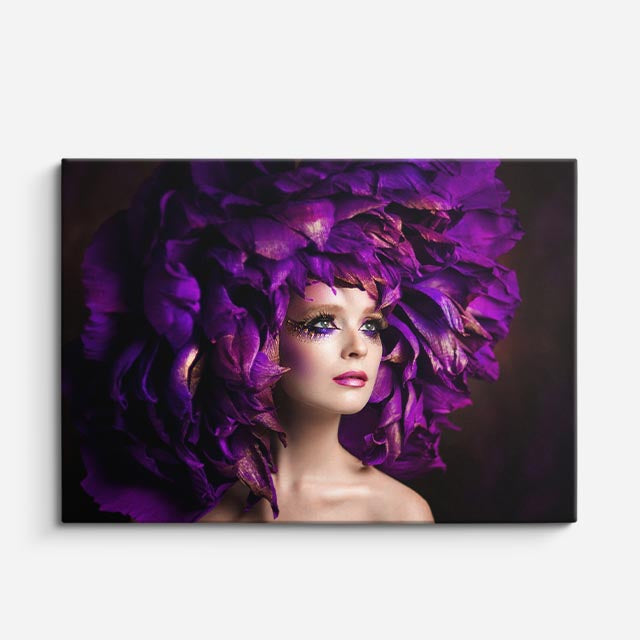 cuadro canvas floral y botánico pluma violeta estilo contemporáneo