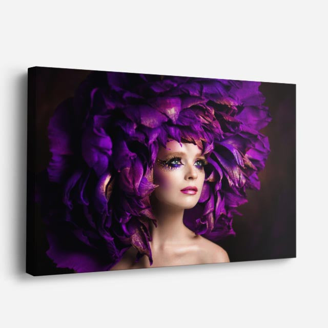 cuadro canvas floral y botánico pluma violeta estilo contemporáneo