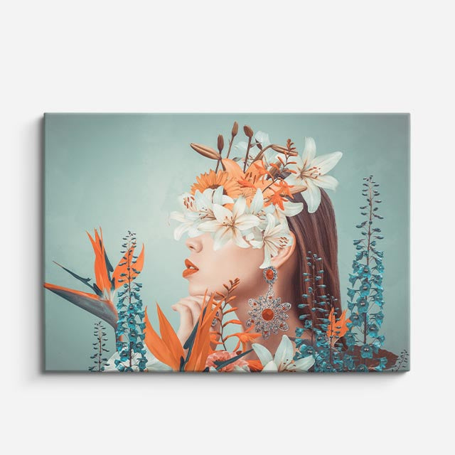 cuadro canvas floral y botánico perfil floral estilo contemporáneo