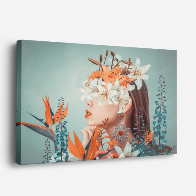 cuadro canvas floral y botánico perfil floral estilo contemporáneo