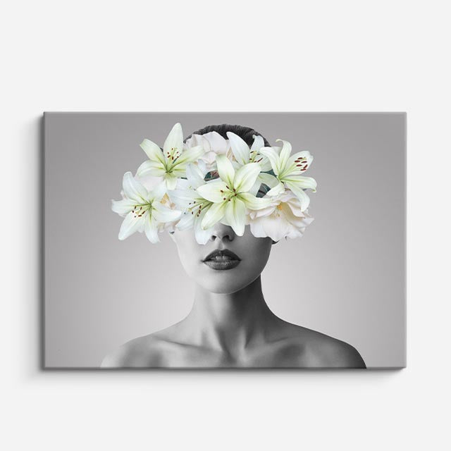 cuadro canvas floral y botánico lirio silente estilo contemporáneo