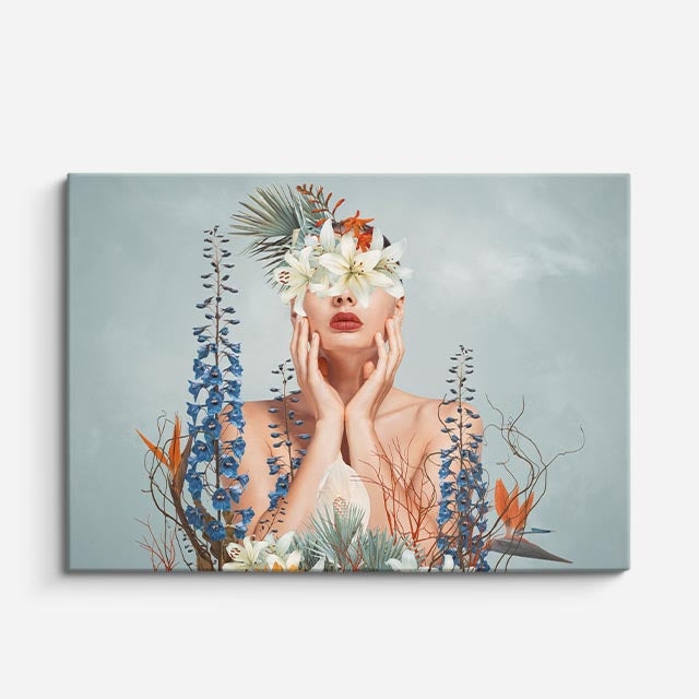 cuadro canvas floral y botánico flor de viento estilo contemporáneo