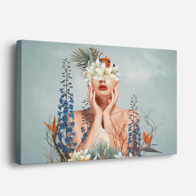 cuadro canvas floral y botánico flor de viento estilo contemporáneo