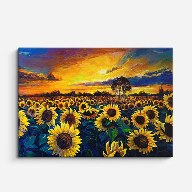 cuadro canvas floral y botánico campo solar estilo pictórico