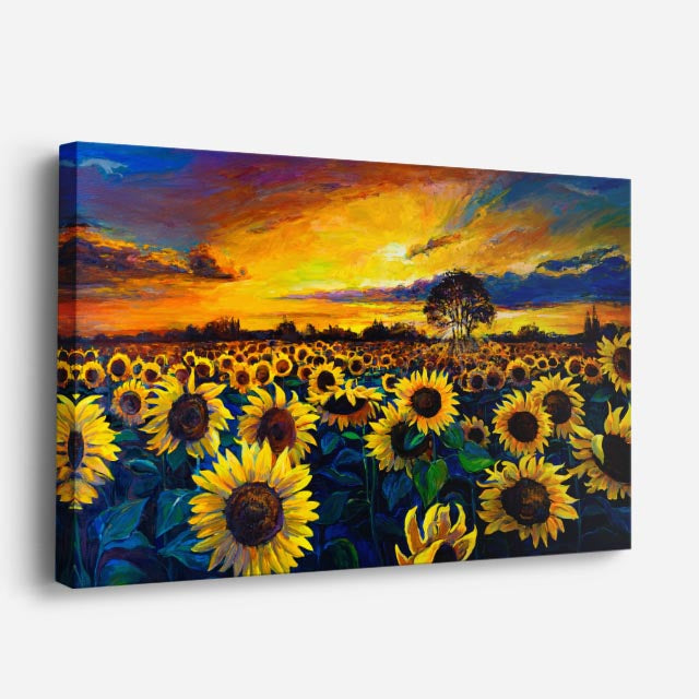 cuadro canvas floral y botánico campo solar estilo pictórico