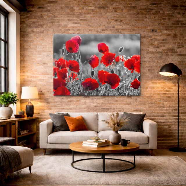 cuadro canvas floral y botánico amapola viva estilo contemporáneo