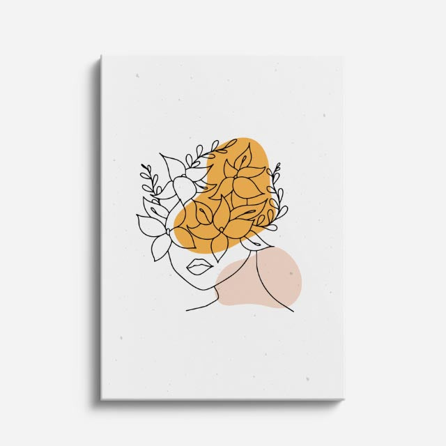 cuadro canvas floral y botánico rosa trazada estilo contemporáneo