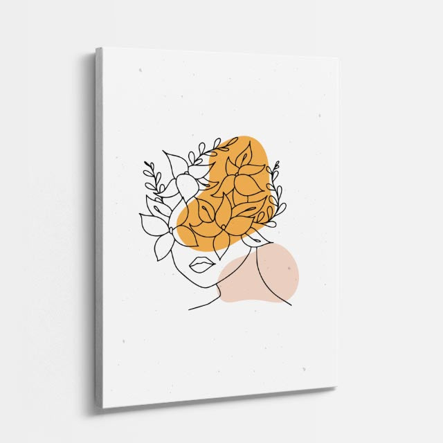 cuadro canvas floral y botánico rosa trazada estilo contemporáneo