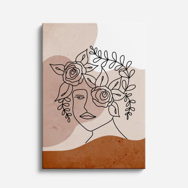 cuadro canvas floral y botánico rostro de rosa estilo contemporáneo