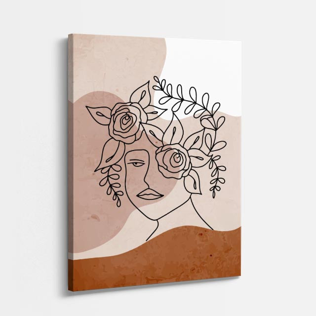 cuadro canvas floral y botánico rostro de rosa estilo contemporáneo