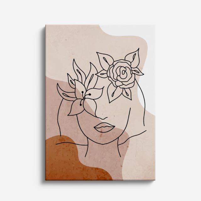 cuadro canvas floral y botánico jardin lineal estilo contemporáneo