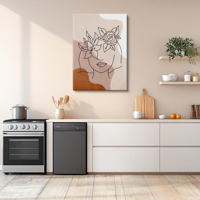 cuadro canvas floral y botánico jardin lineal estilo contemporáneo