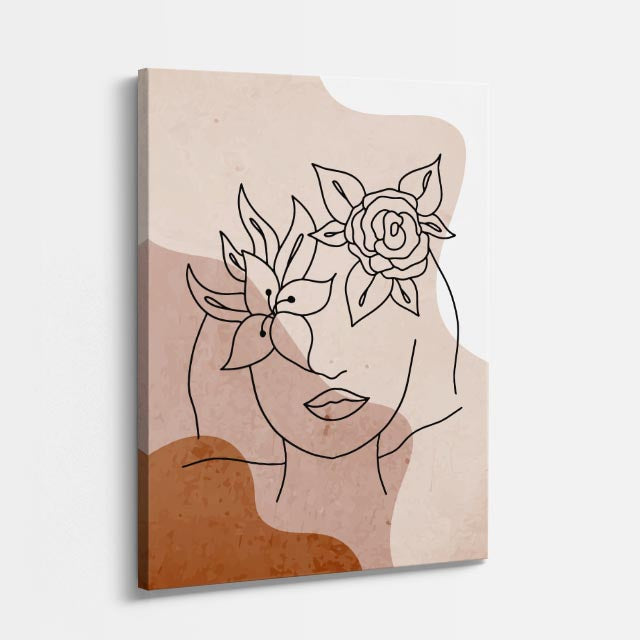 cuadro canvas floral y botánico jardin lineal estilo contemporáneo