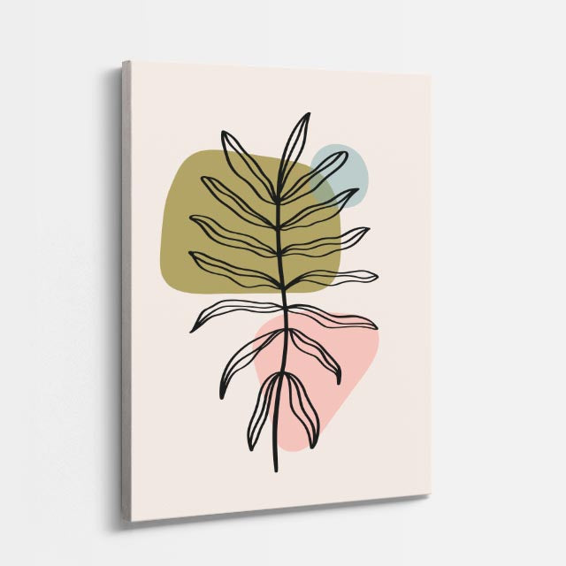 cuadro canvas floral y botánico hoja pastel estilo contemporáneo