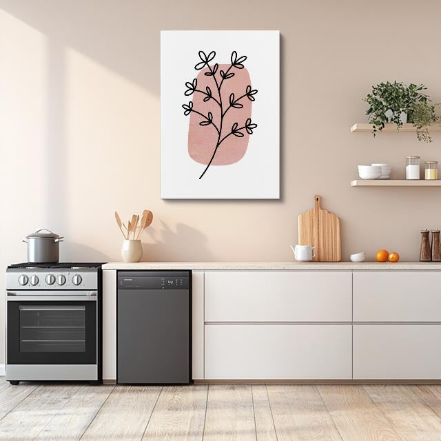 cuadro canvas floral y botánico rama rosa estilo contemporáneo
