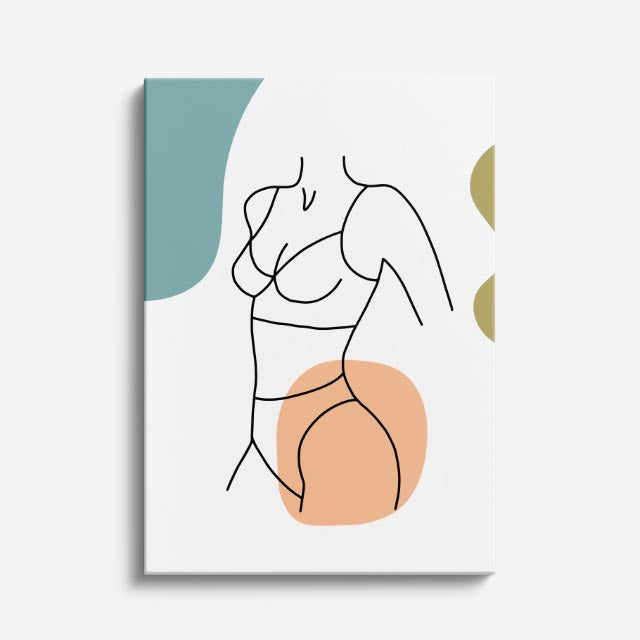 cuadro canvas floral y botánico figura curva estilo contemporáneo