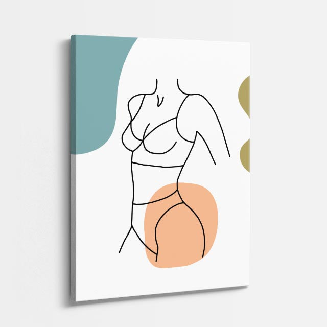cuadro canvas floral y botánico figura curva estilo contemporáneo