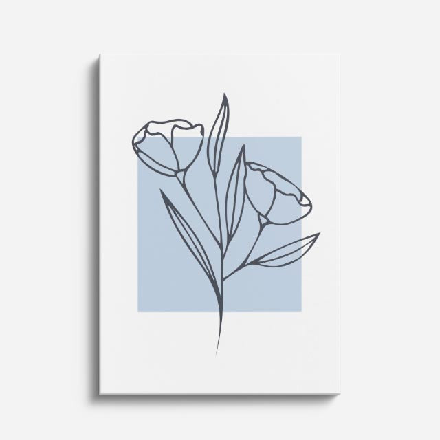 cuadro canvas floral y botánico tulipan azul estilo contemporáneo