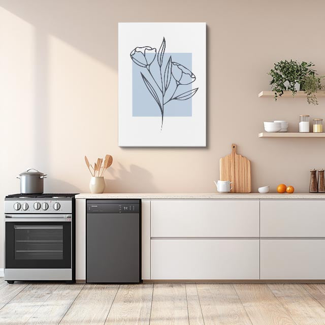 cuadro canvas floral y botánico tulipan azul estilo contemporáneo