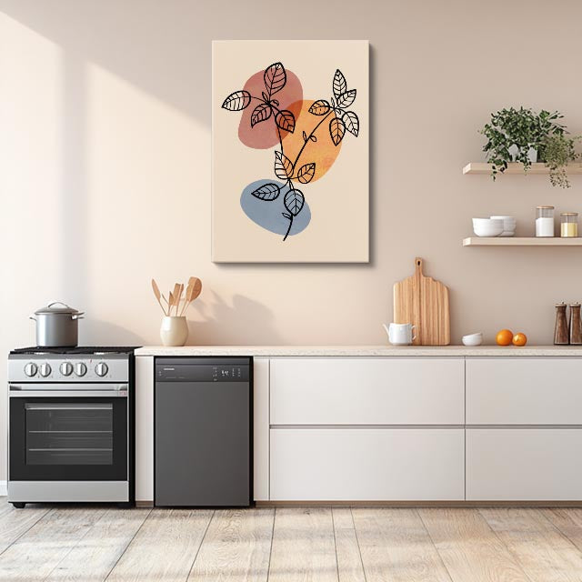 cuadro canvas floral y botánico ramas otonales estilo contemporáneo