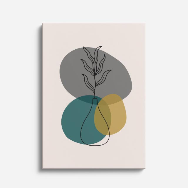 cuadro canvas floral y botánico hoja eclipse estilo contemporáneo