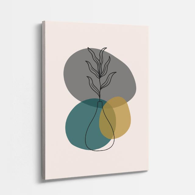 cuadro canvas floral y botánico hoja eclipse estilo contemporáneo
