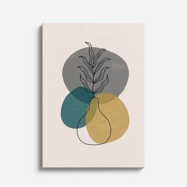 cuadro canvas floral y botánico tallo circular estilo contemporáneo