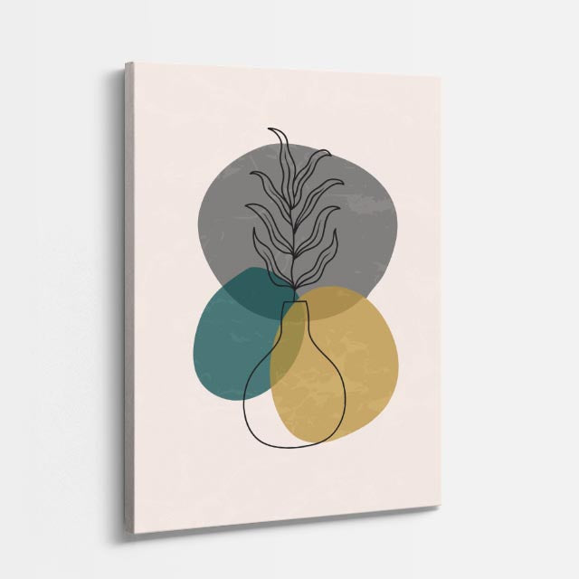 cuadro canvas floral y botánico tallo circular estilo contemporáneo