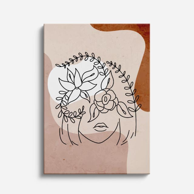 cuadro canvas floral y botánico rostro silvestre estilo contemporáneo