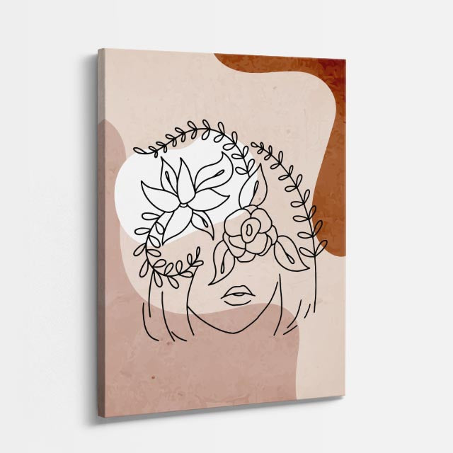 cuadro canvas floral y botánico rostro silvestre estilo contemporáneo