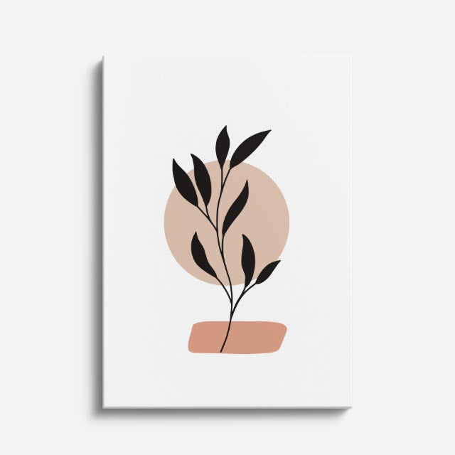 cuadro canvas floral y botánico hoja ebano estilo contemporáneo
