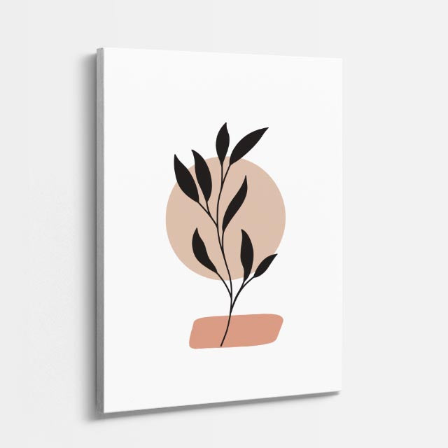 cuadro canvas floral y botánico hoja ebano estilo contemporáneo