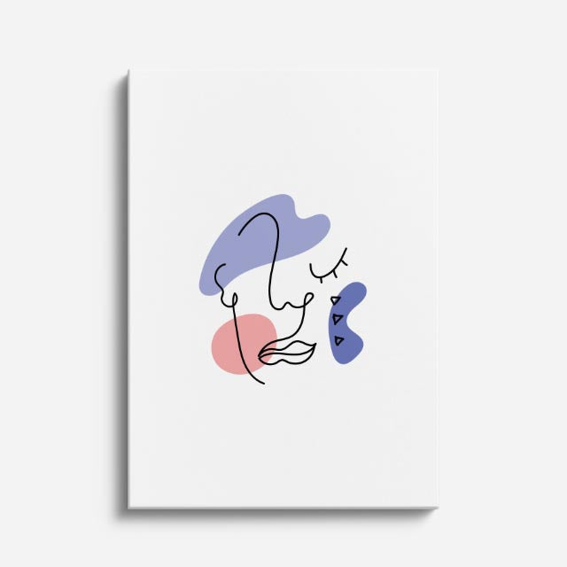 cuadro canvas floral y botánico rostro lila estilo contemporáneo