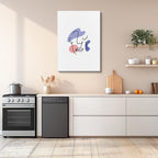 cuadro canvas floral y botánico rostro lila estilo contemporáneo