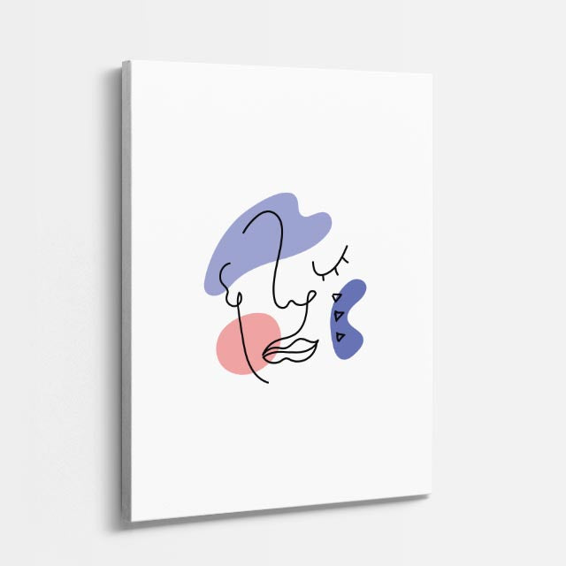 cuadro canvas floral y botánico rostro lila estilo contemporáneo