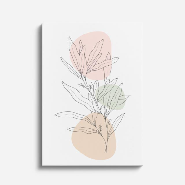 cuadro canvas floral y botánico hojas de viento estilo contemporáneo